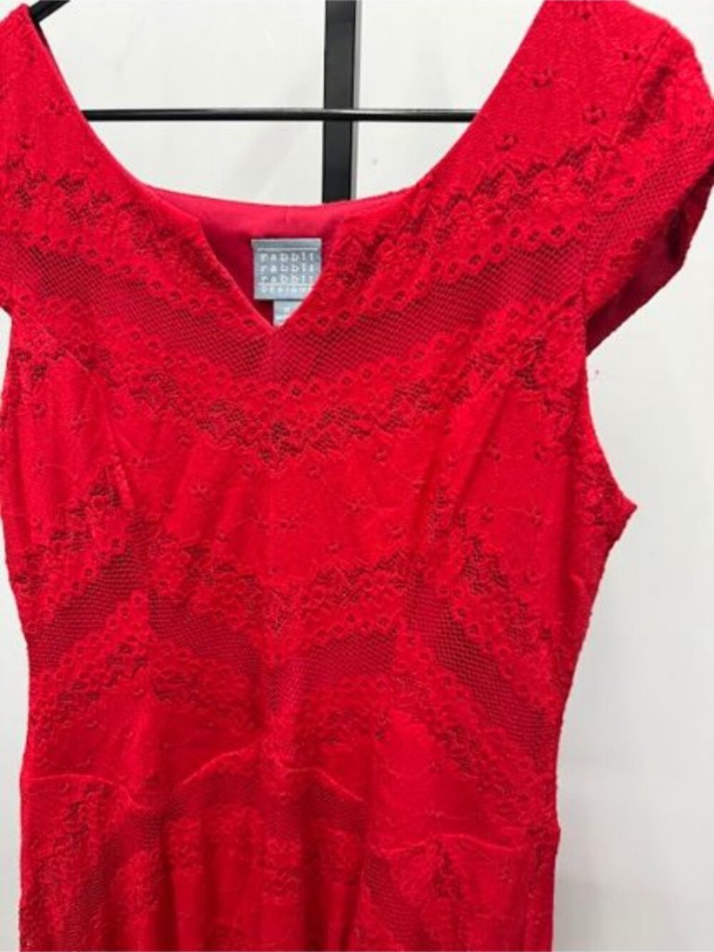 Rabbit Rabbit Rabbit Red Lace Cap Sleeve Dress - Picture 2 of 5